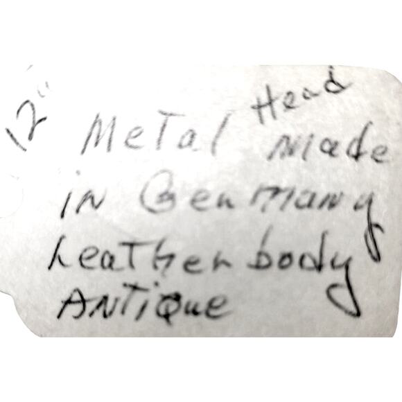 Early 1900s Antique 12” Minerva Tin Head Doll w/Jointed Kid Leather Body German - Picture 11 of 13